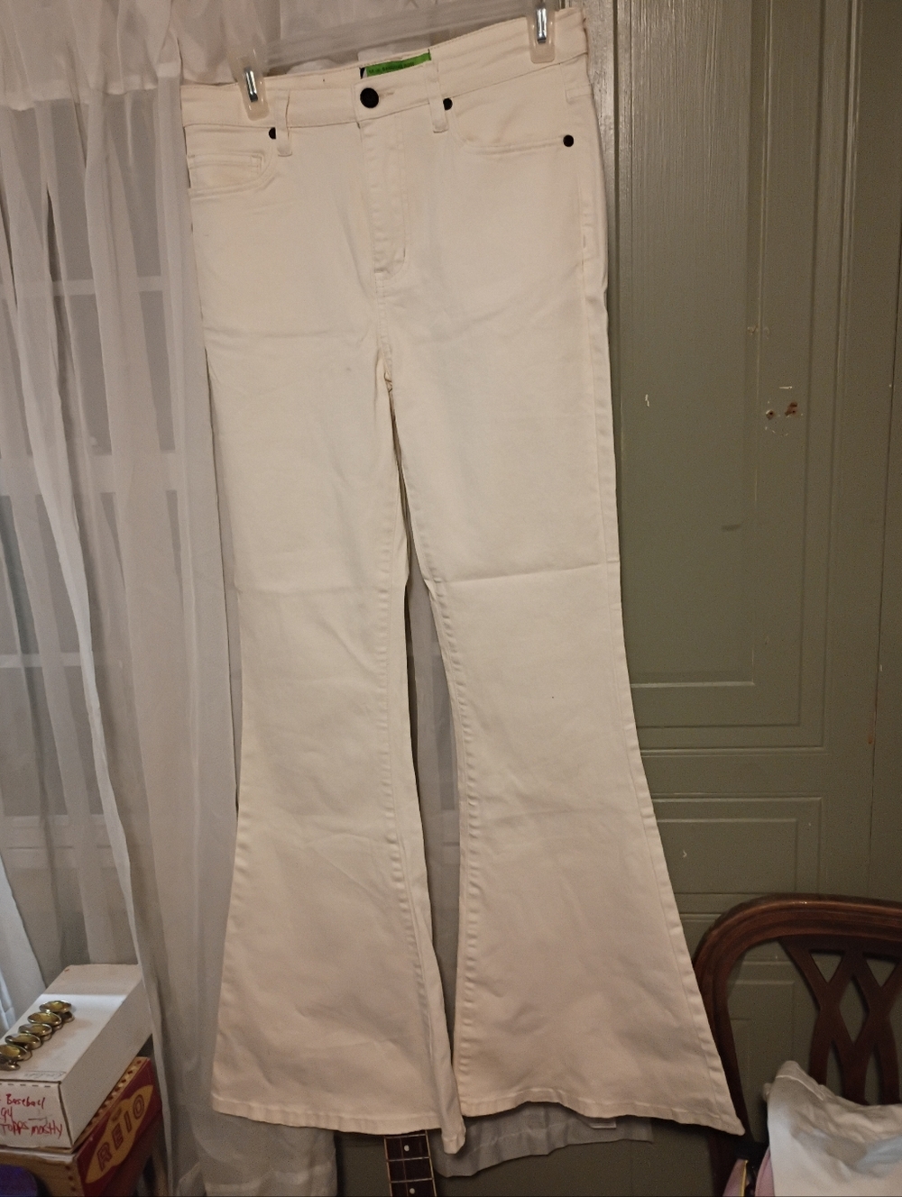 White Flare Jeans for Women - High-Rise Wide Leg